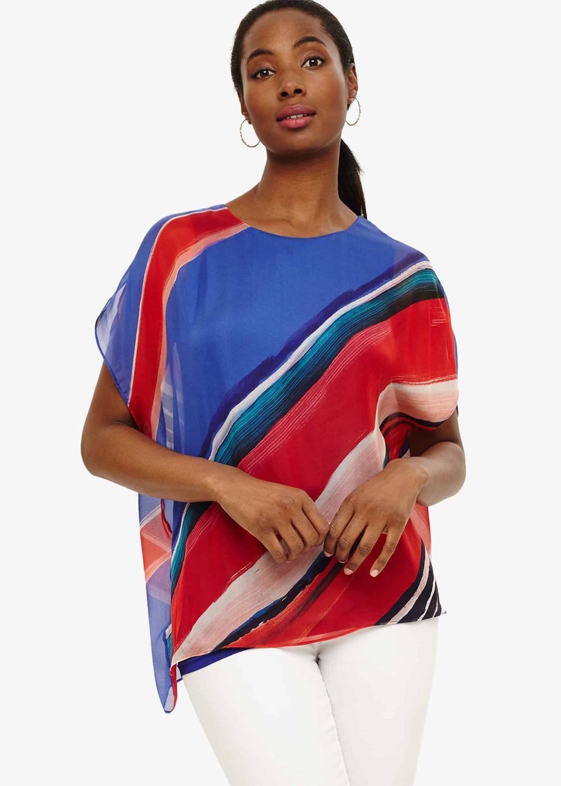 Phase Eight Harper Silk Stripe Crew Neck Blouse Multicoloured Size M RRP89