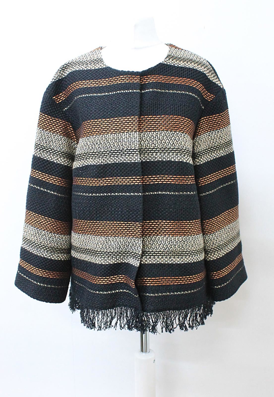HOBBS Ladies Erica Natural Multi Striped Cotton Blend Jacket UK12 BNWT RRP179