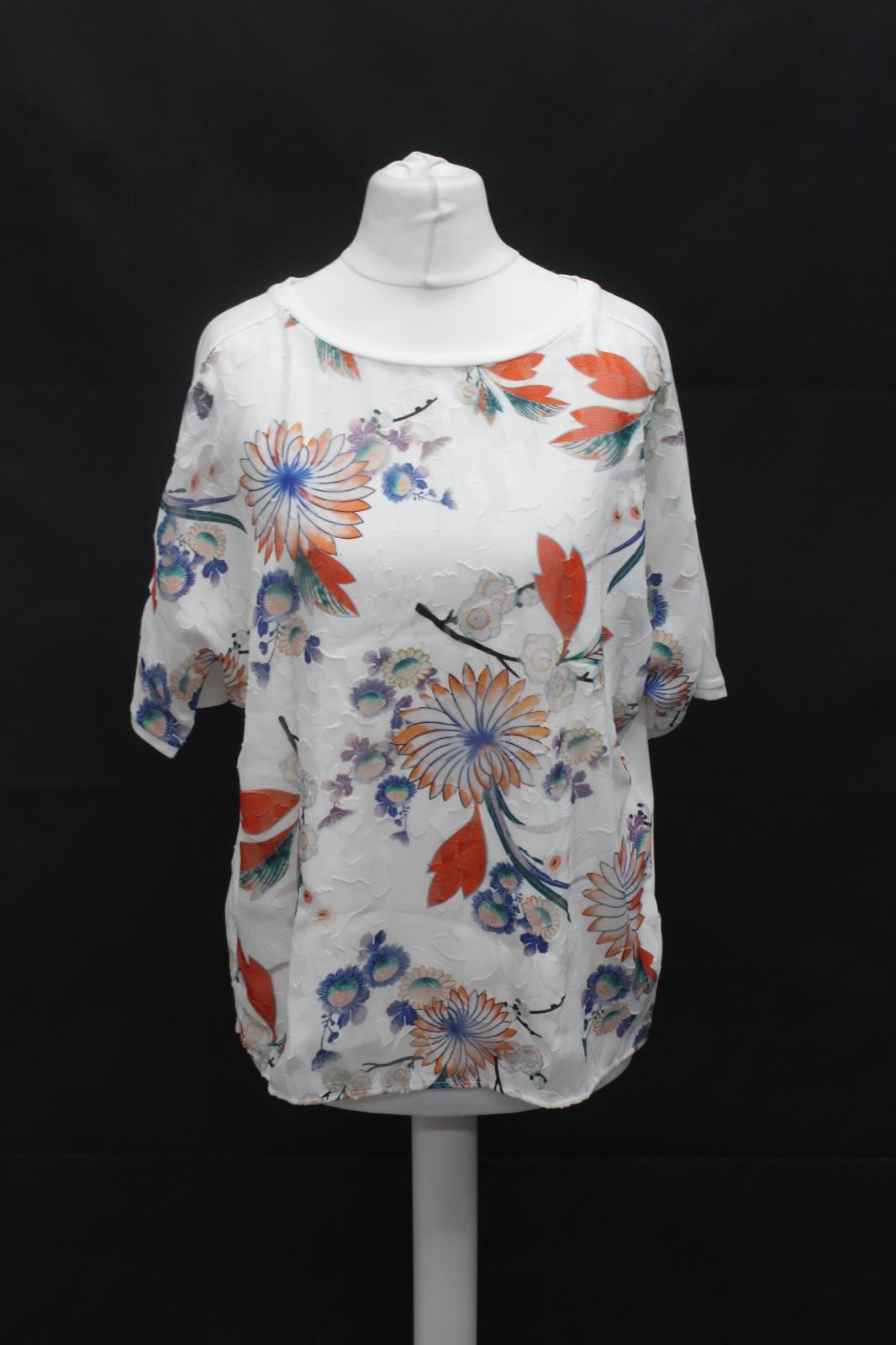 PHASE EIGHT Ladies Ivory Multi Floral Print Short Sleeve Ivana Top UK10 BNWT