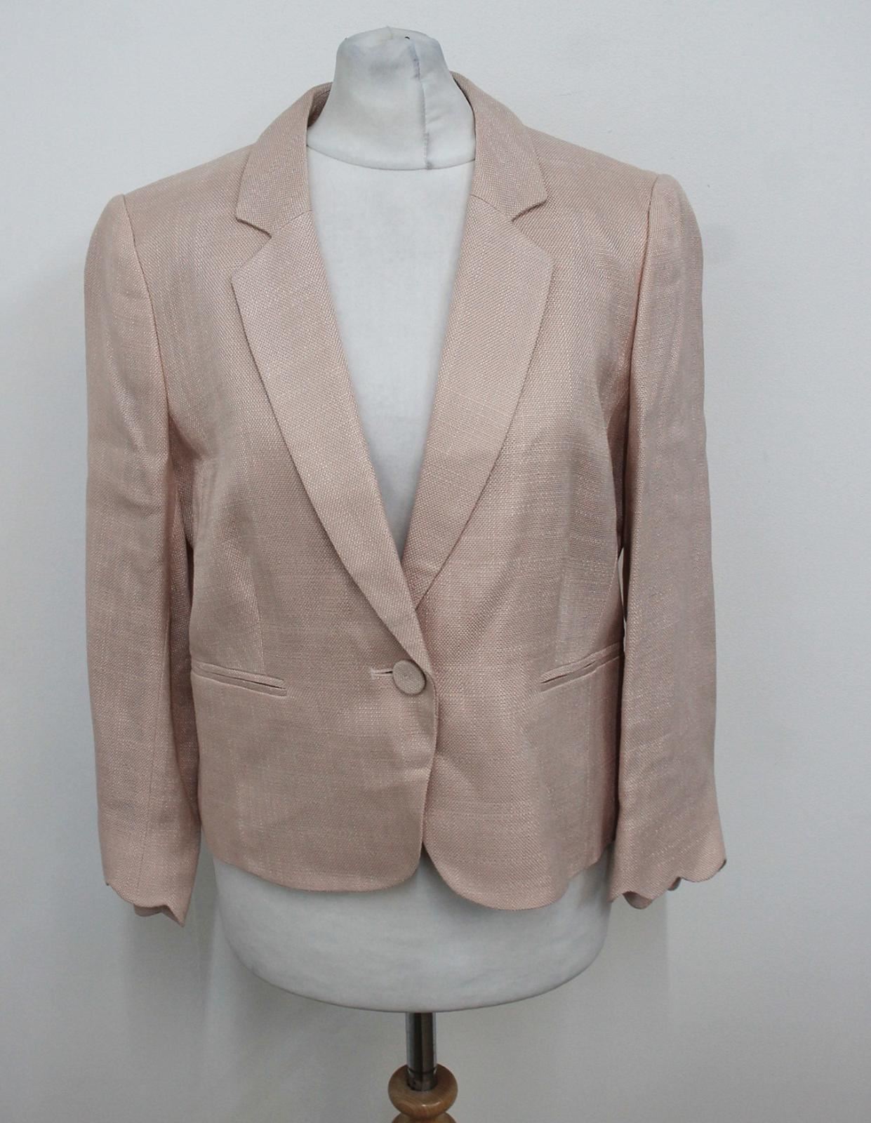HOBBS Ladies Blush Pink Textured Long Sleeve Madeleine Jacket UK12 BNWT RRP189