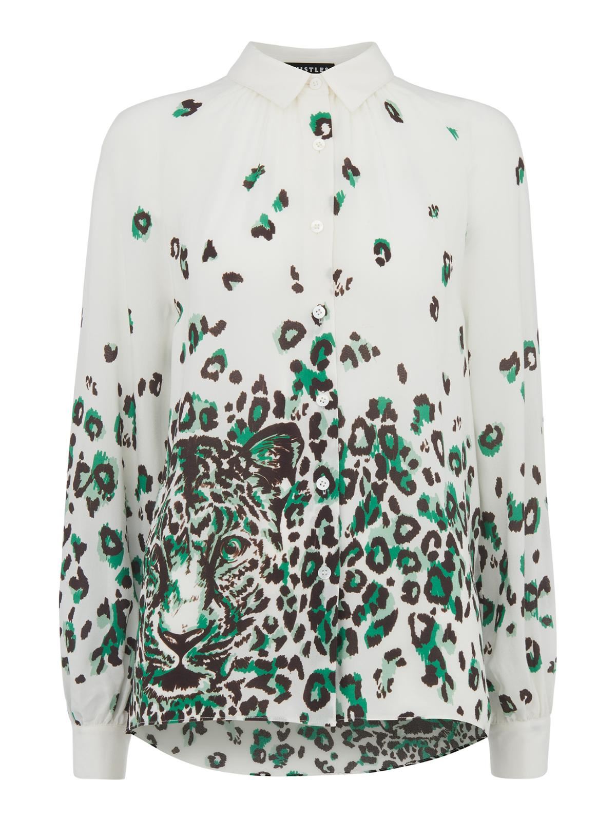 WHISTLES Ladies Leo White Leopard Print Long Sleeve Shirt UK6 BNWT RRP149