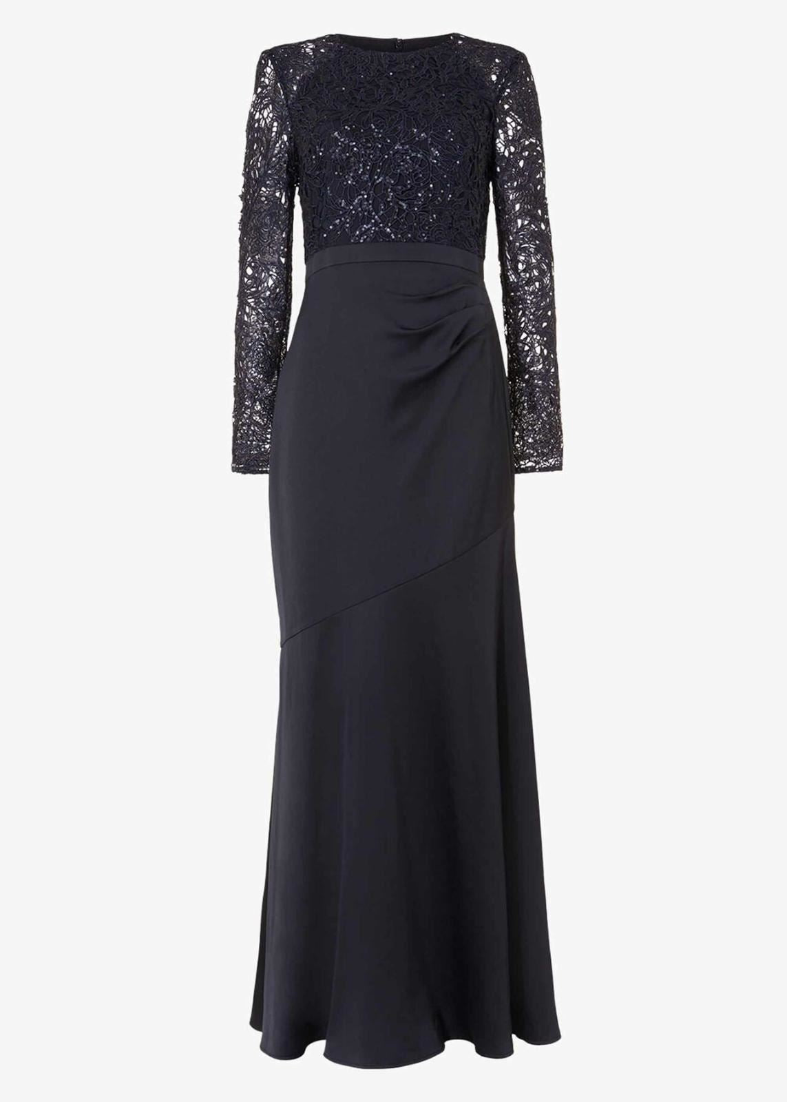 PHASE EIGHT Ladies Midnight Blue Long Sleeve Monique Sequin Dress UK12 BNWT