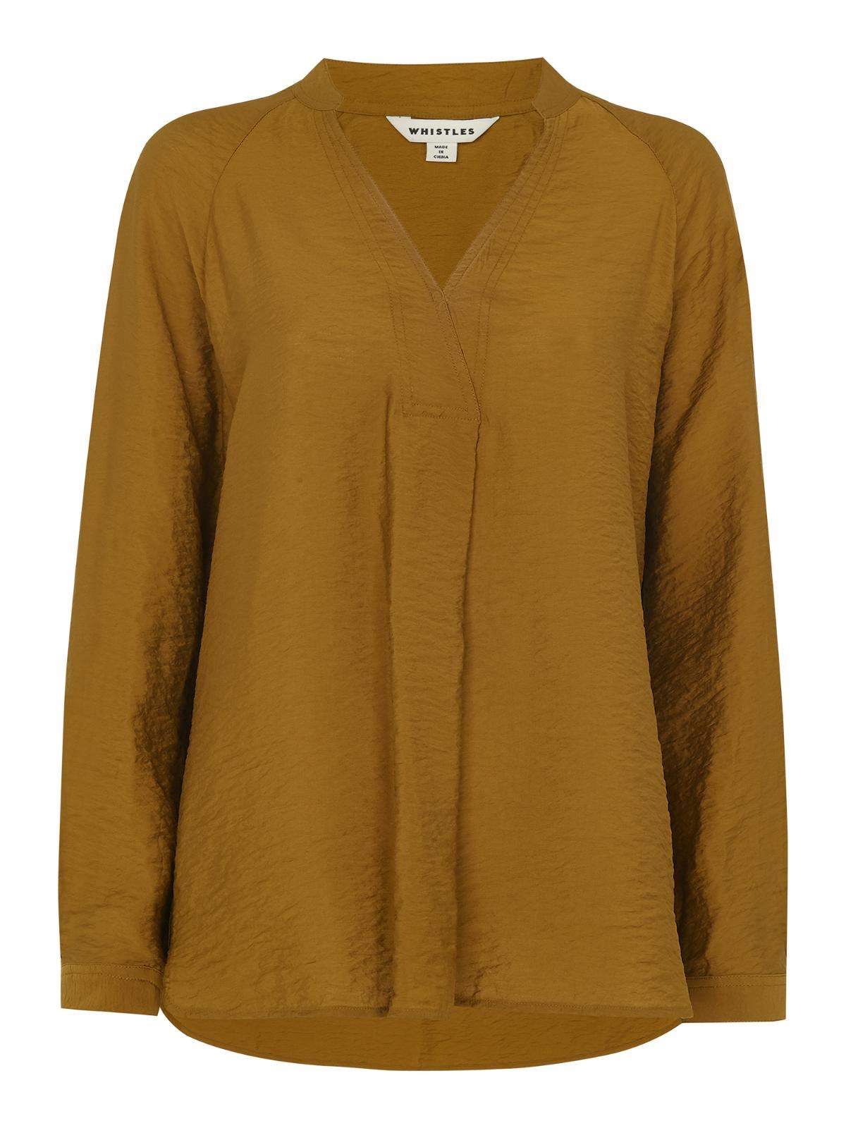 WHISTLES Ladies Olive Green V Neck Long Sleeve Blouse Top Size XS BNWT RRP99
