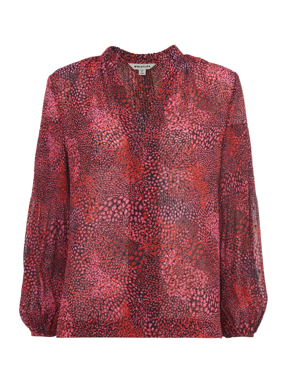 WHISTLES Ladies Abstract Animal Print Blouse Pink Multi UK6 RRP119 BNWT