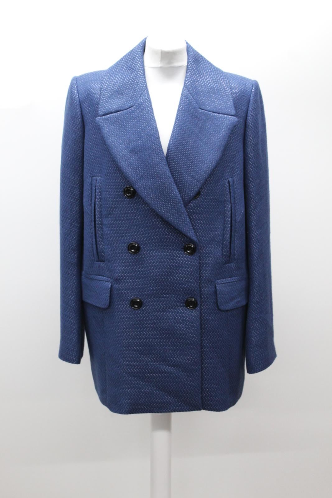 HOBBS Ladies Blair Bamboo Ultramarine Blue Collared Pea Coat UK14 BNWT RRP229