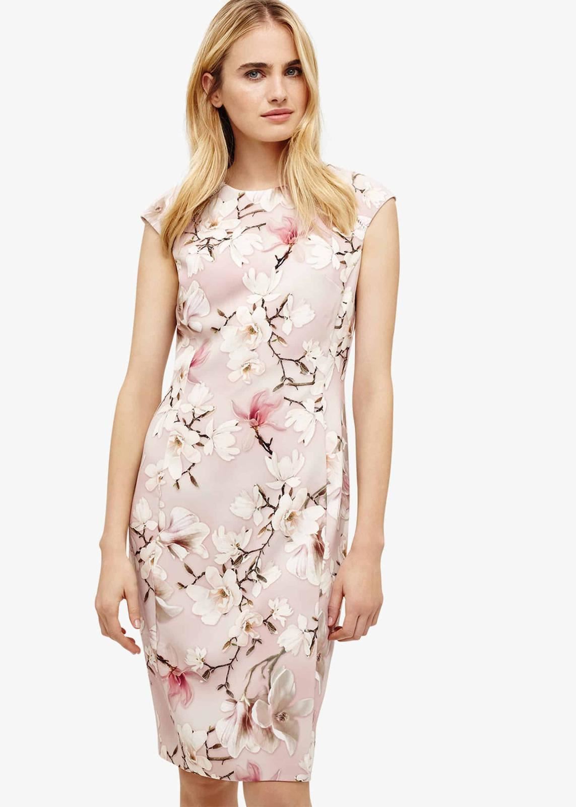 Phase Eight Odette Floral Sheath Knee Length Dress Rose Size UK6 RRP150