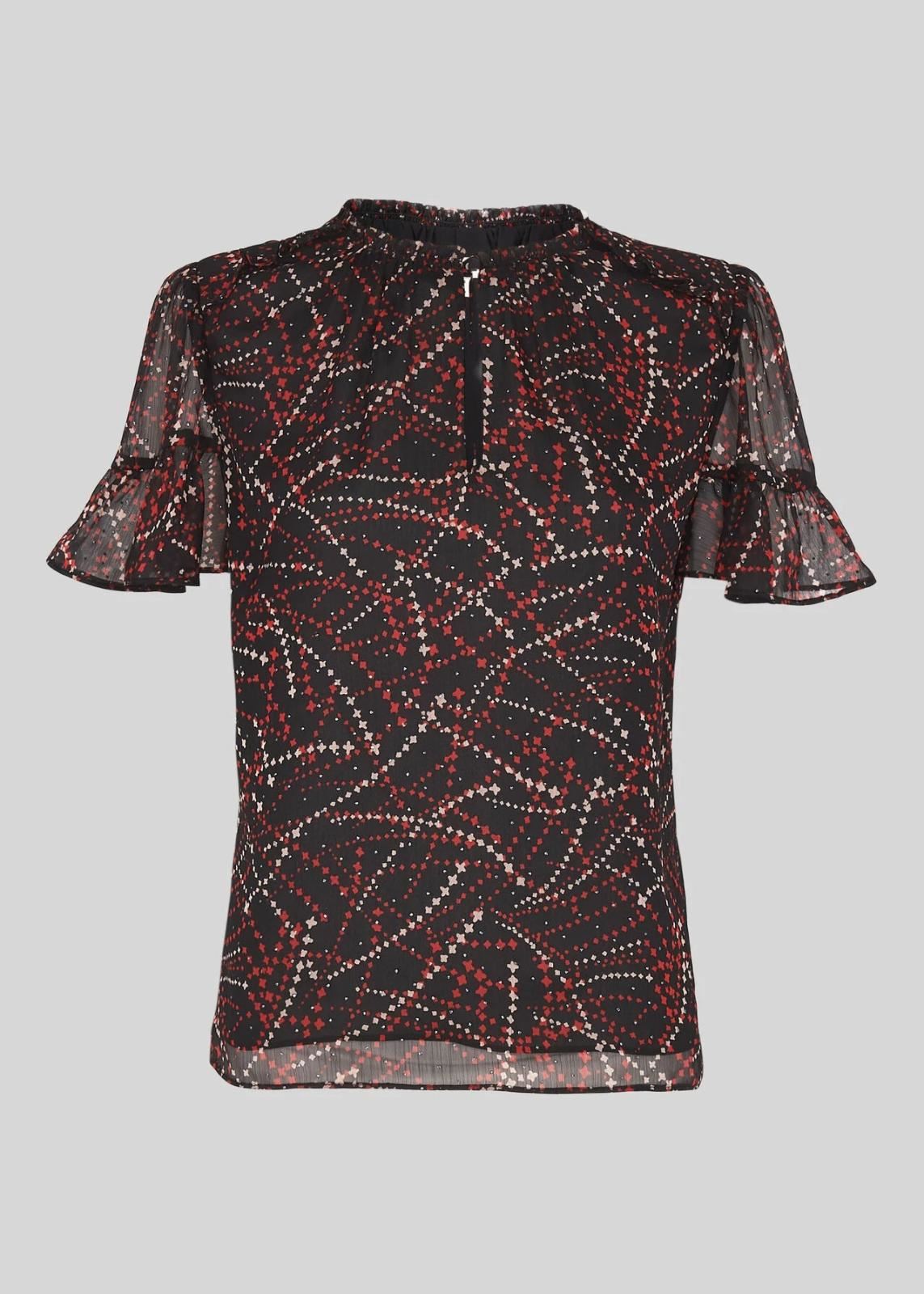 WHISTLES Ladies Black Multicolour Shooting Star Dobby Top UK10 RRP 99.00 BNWT