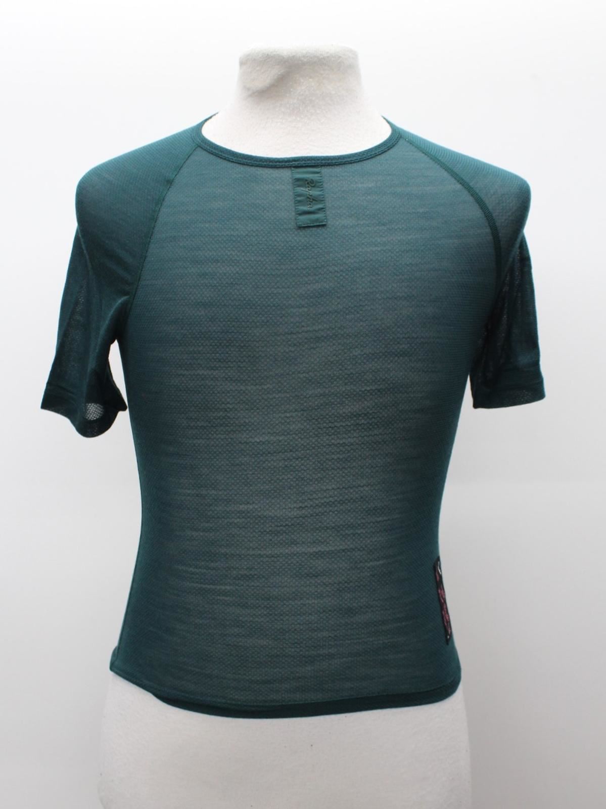 RAPHA Men's Dark Green Wool Blend Short Sleeve Mesh Cycling Base Layer XS BNWT
