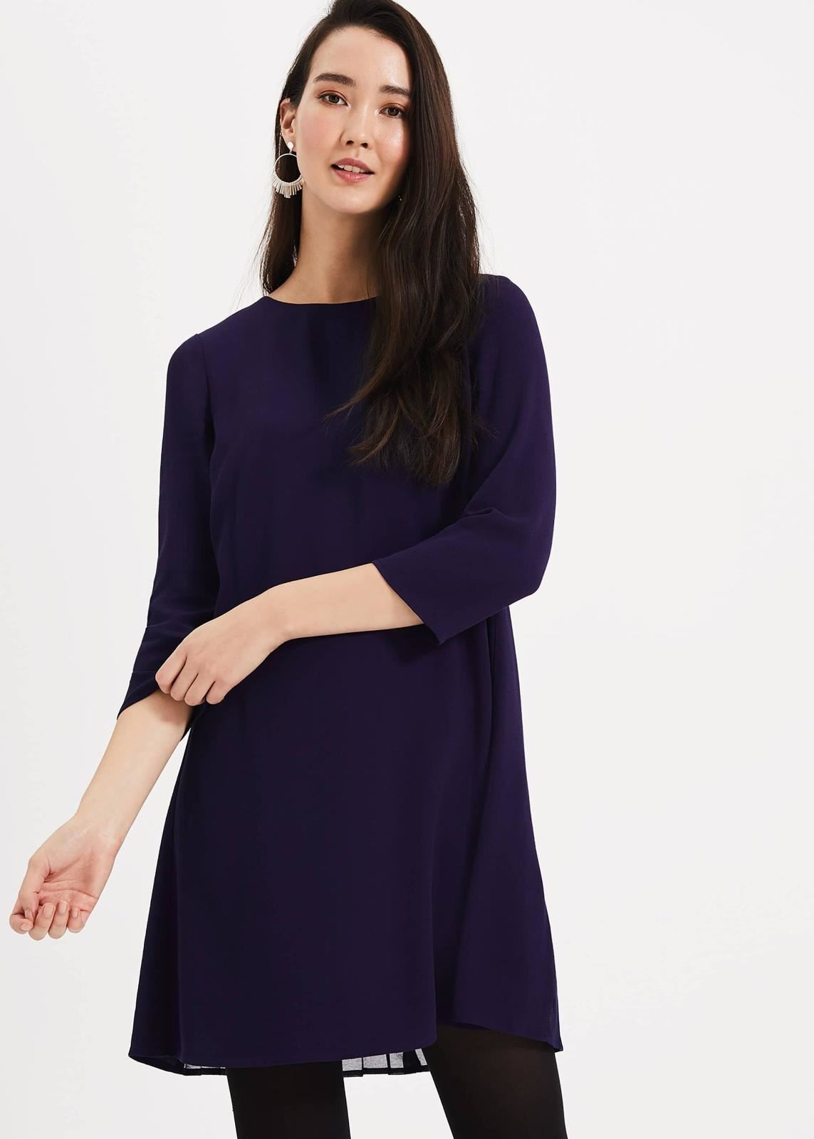 Phase Eight Pia Pleat A-Line Dress Navy Size UK10 RRP89