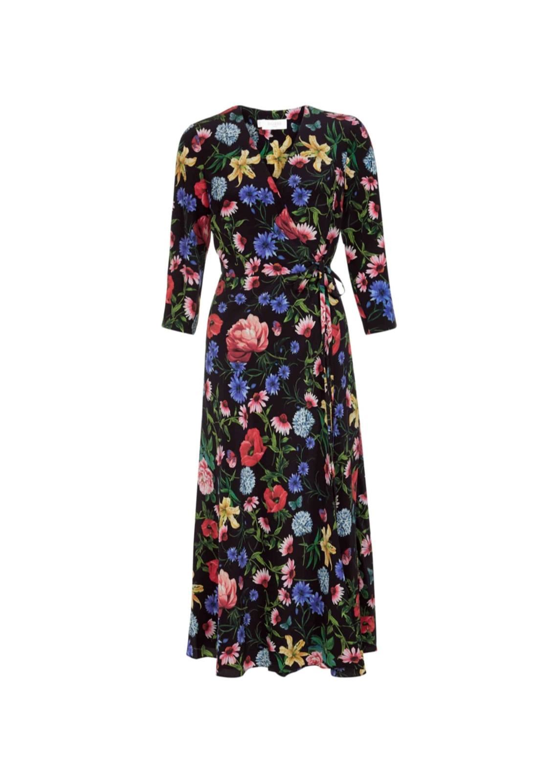 Hobbs Silk Chelsea Swarp Dress Black Multi Size UK6 RRP349