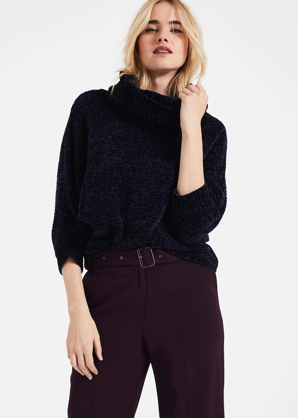 Phase Eight Valentina Chenille Yarn 3/4 Sleeve Jumper Navy XS RRP79
