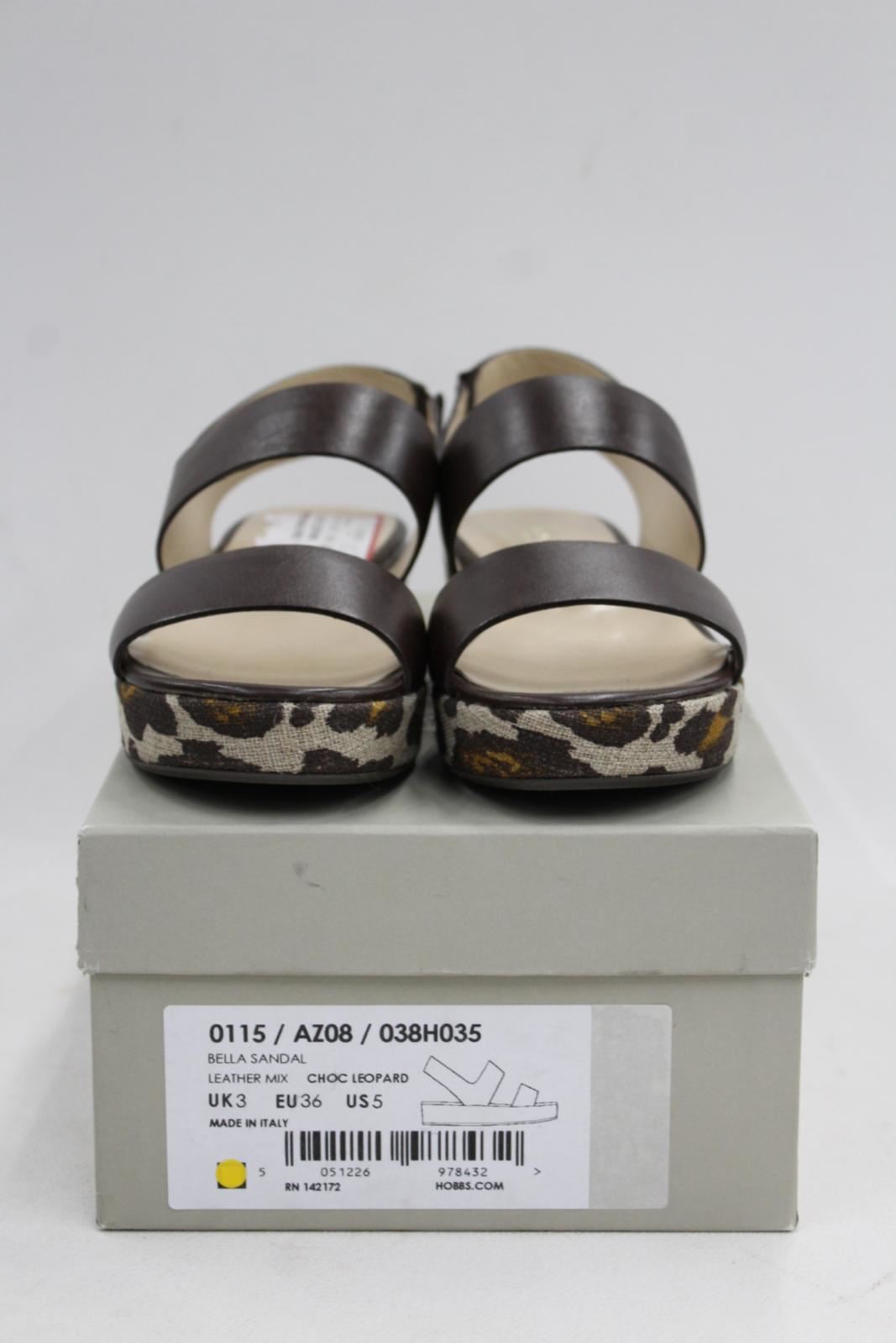 HOBBS Ladies Chocolate Leopard Print Creeper Sole Bella Sandals UK3 BNIB