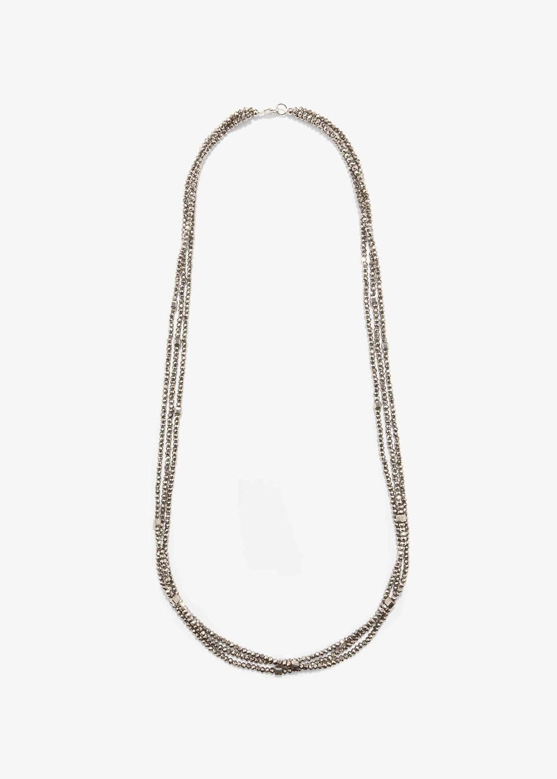 Phase Eight Alicia Triple Row Facet Necklace Grey RRP35