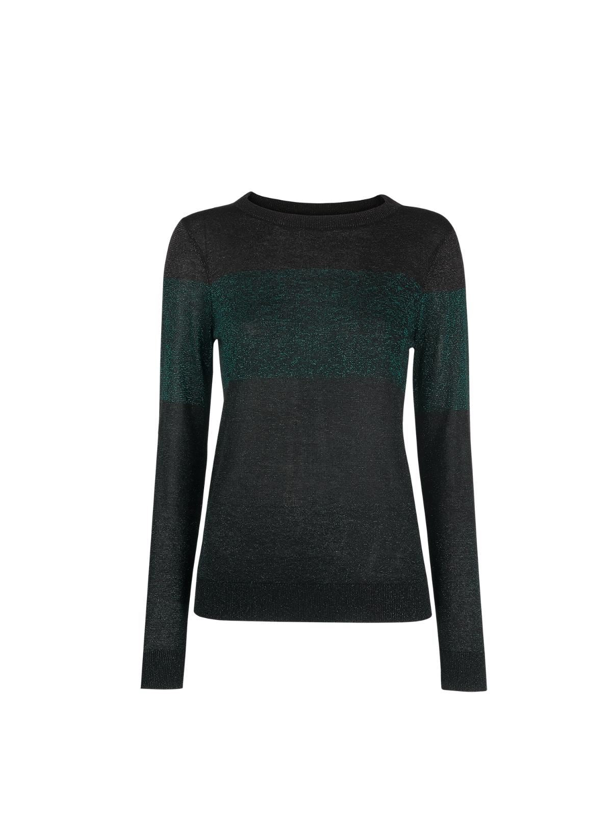 WHISTLES Ladies Colour Block Sparkle Knit Jumper Green Grey UK16 RRP85 BNWT