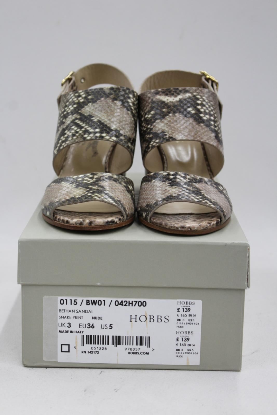 HOBBS Ladies Brown Ivory Snakeskin Print High Heel Bethan Sandals UK3 BNIB