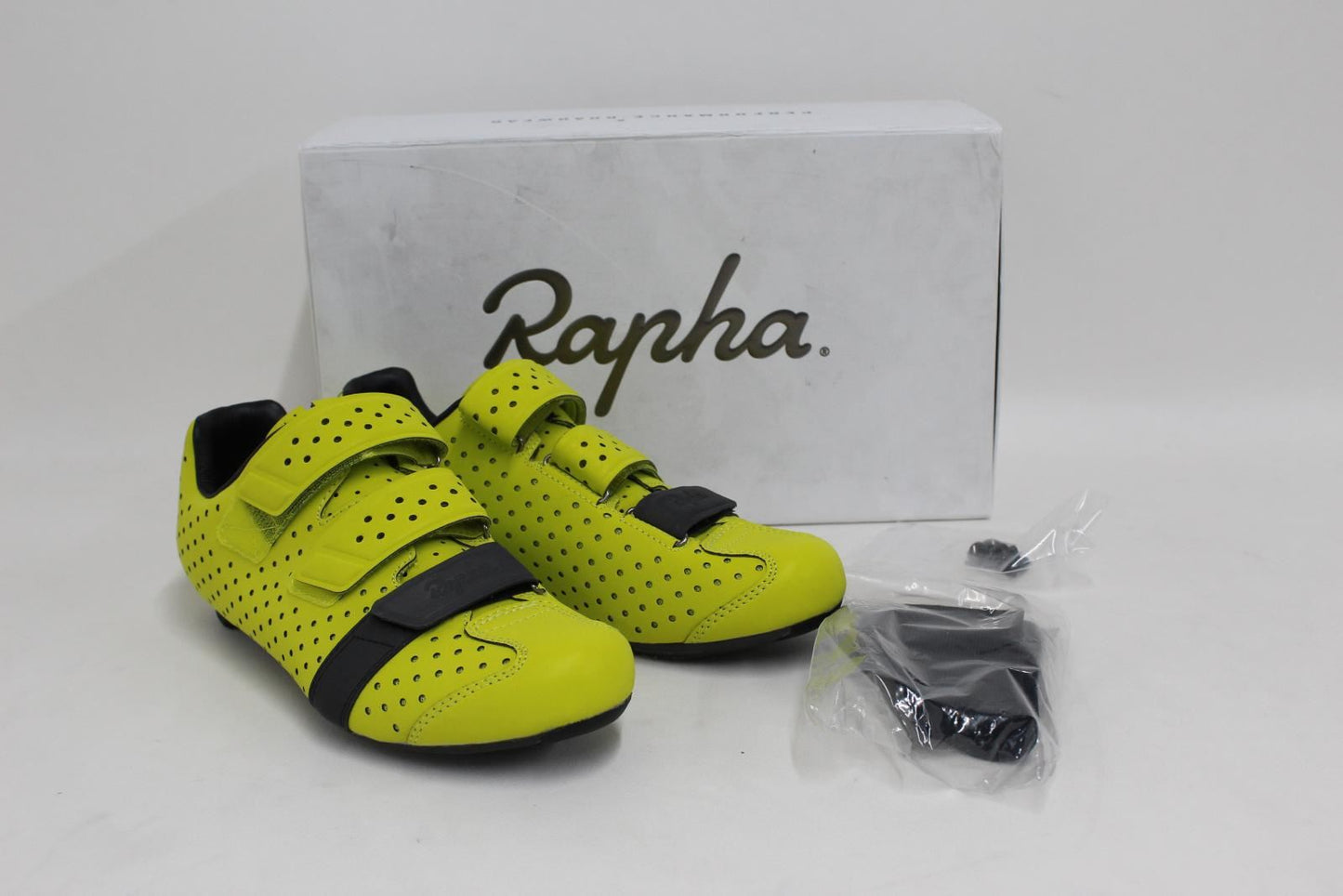 RAPHA Men's Yellow Three Strap Reflective Climber Cycling Shoes UK7.5 EU41.5 BNIB