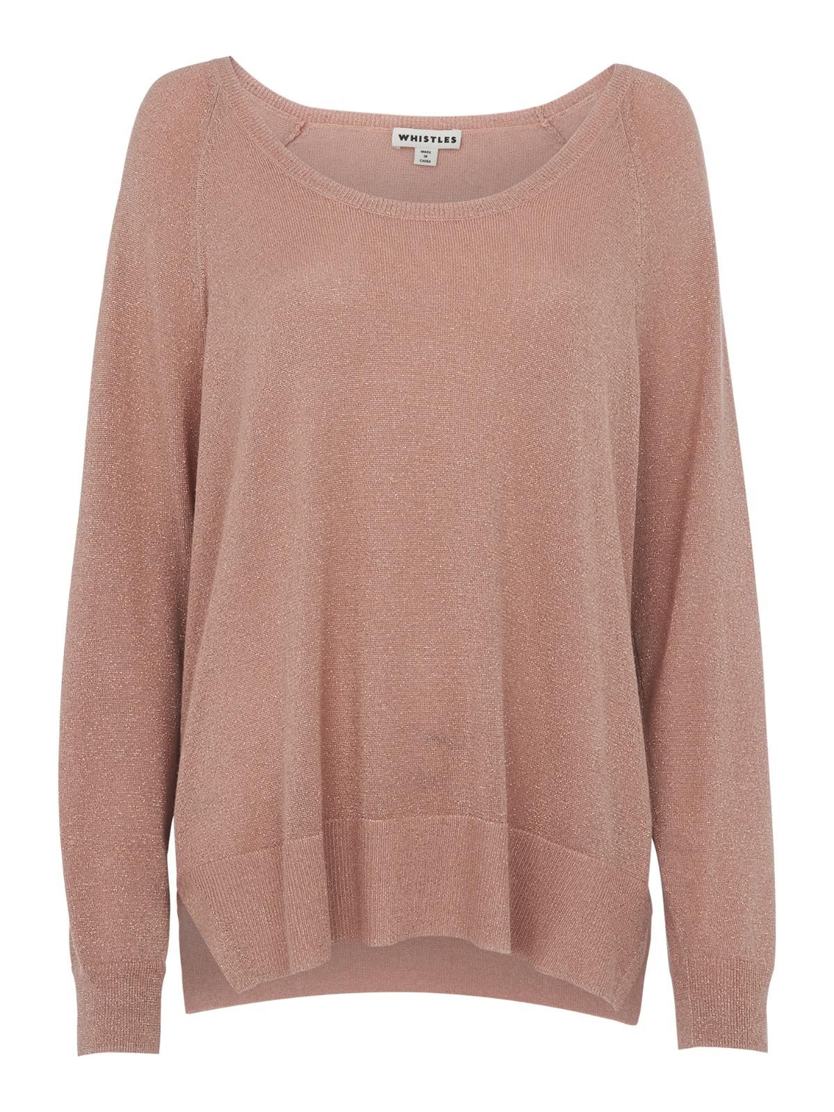 WHISTLES Ladies Pale Pink Sparkle Scoop Neck Knit Jumper Size XS RRP79 BNWT