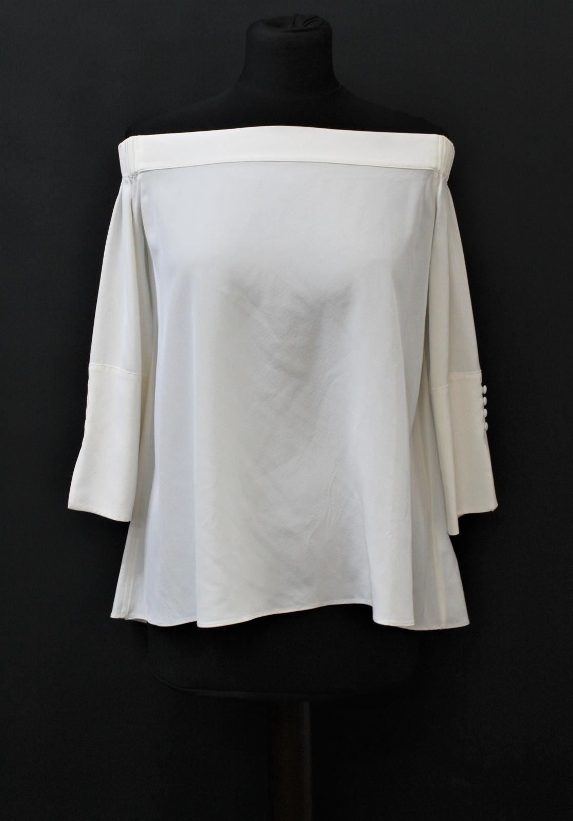 HOBBS Ladies Ivory Off Shoulder Long Sleeve Loose Fit Perla Blouse UK10 NEW