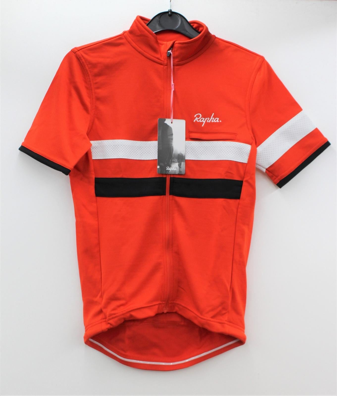 RAPHA Men's Orange/Black Short Sleeve Zip-Up Brevet Cycling Jersey XS BNWT
