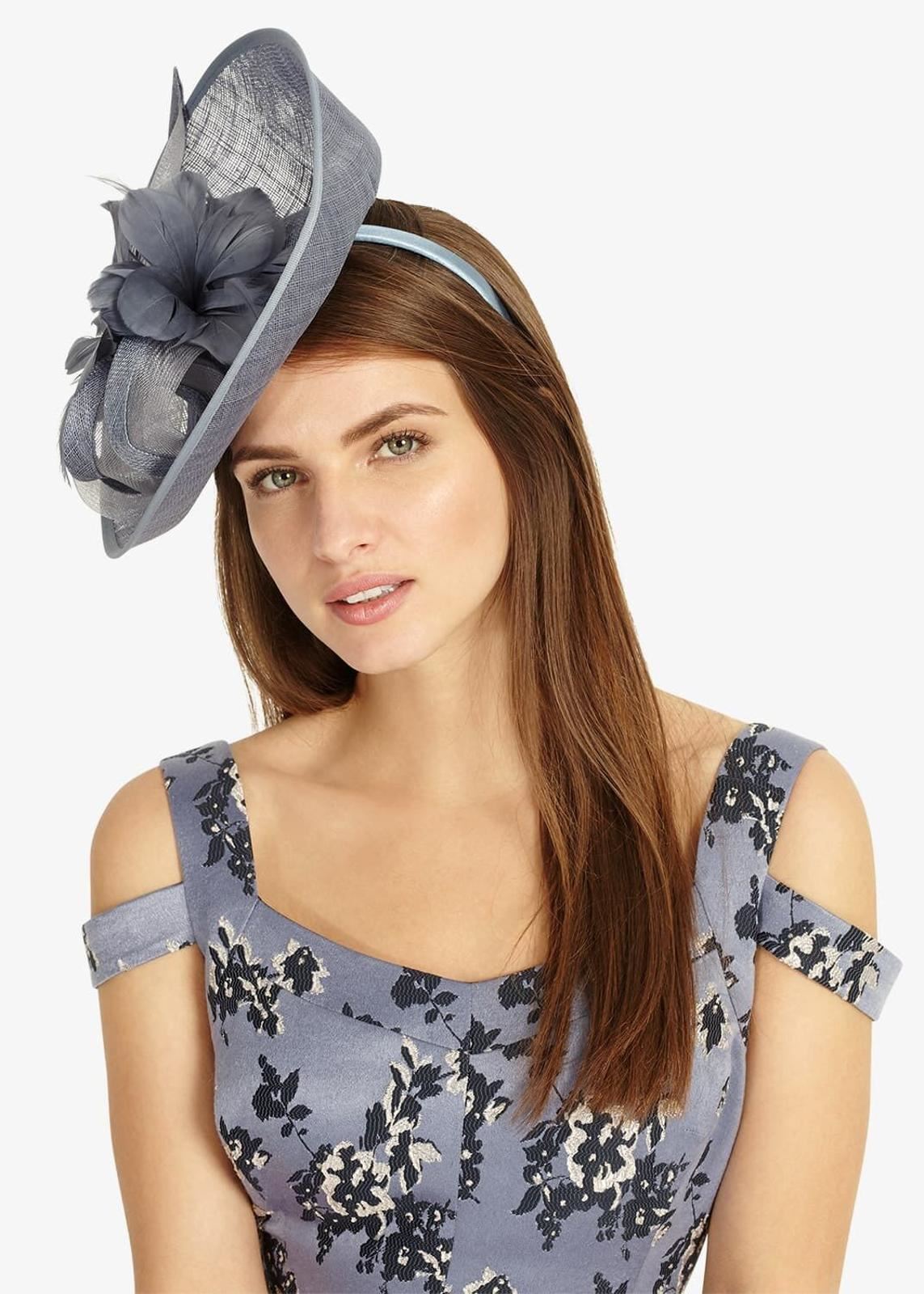 Phase Eight Kate Flower Trim Fascinator Hat Cornflower RRP65