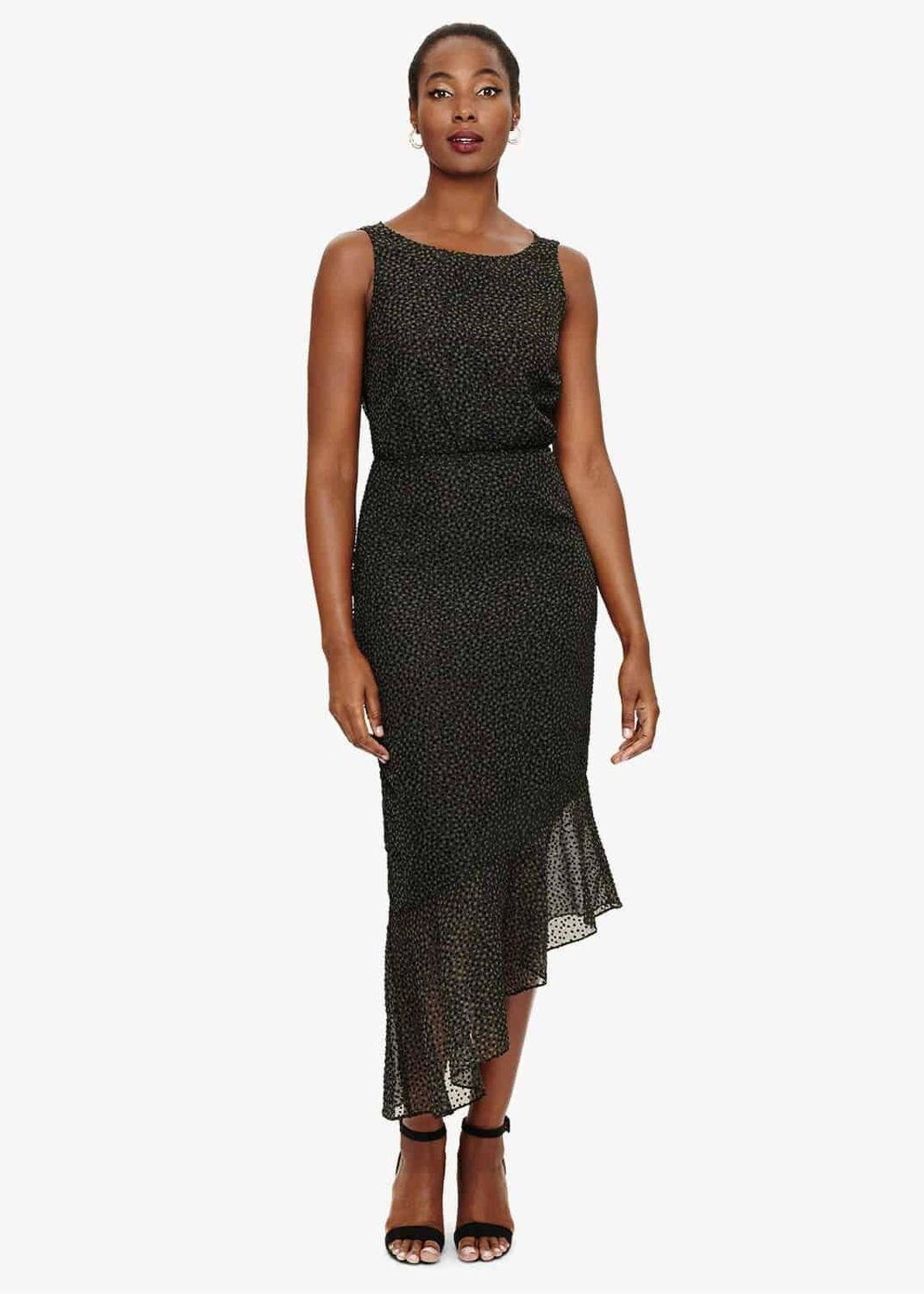 Phase Eight Dotty Burnout Maxi Dress Black Size UK16 RRP150