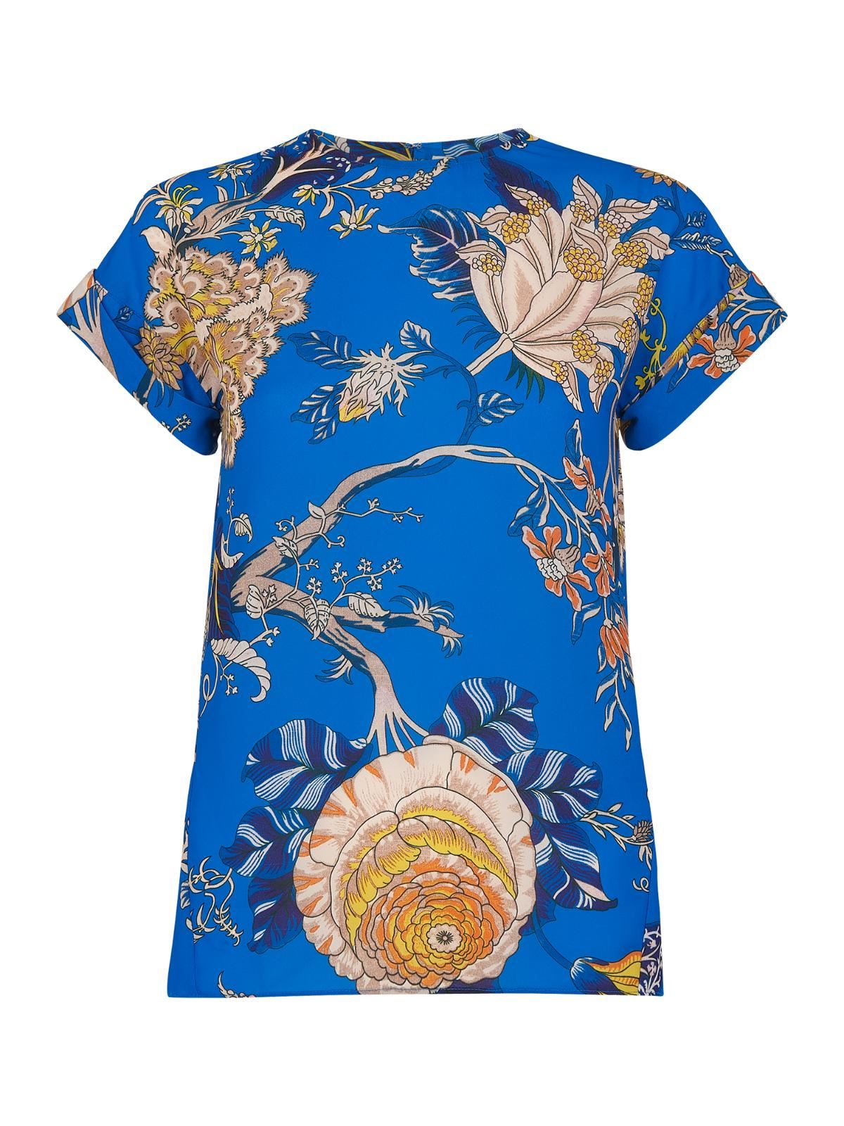 WHISTLES Ladies Exotic Floral Shell Top Short Sleeve Blue Multi S BNWT RRP89