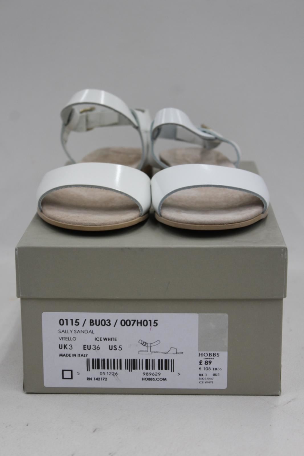 HOBBS Ladies White Open Toe Ankle Strap Leather Sally Sandals UK3 EU36 BNIB