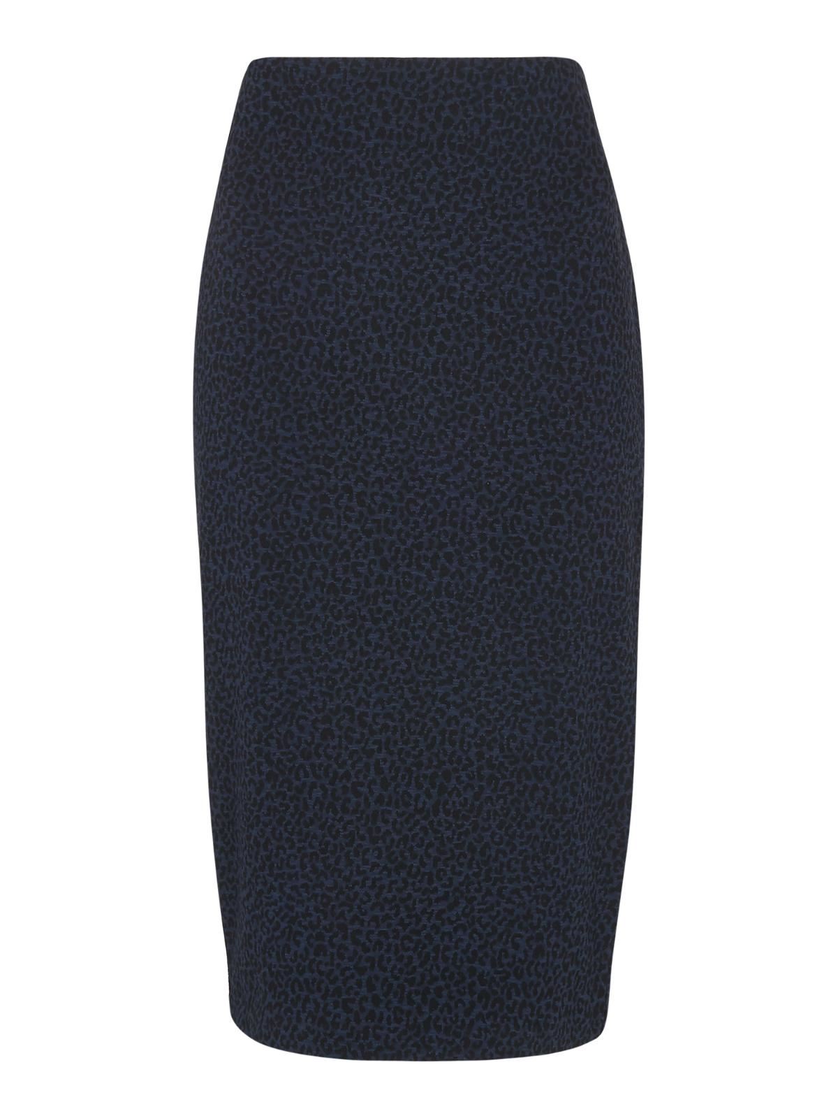 WHISTLES Navy Multi Animal Print Knee Length Jersey Tube Skirt Size M RRP69 BNWT