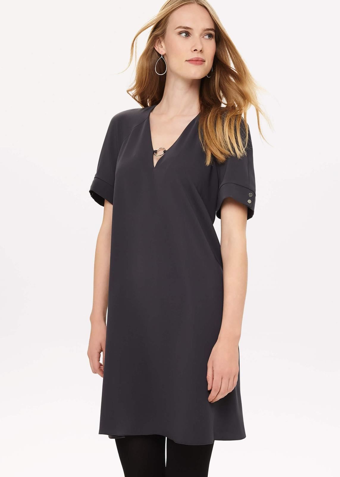 Phase Eight Jodie Ring Swing Short Sleeve Swing Dress Grey Size UK10 RRP89