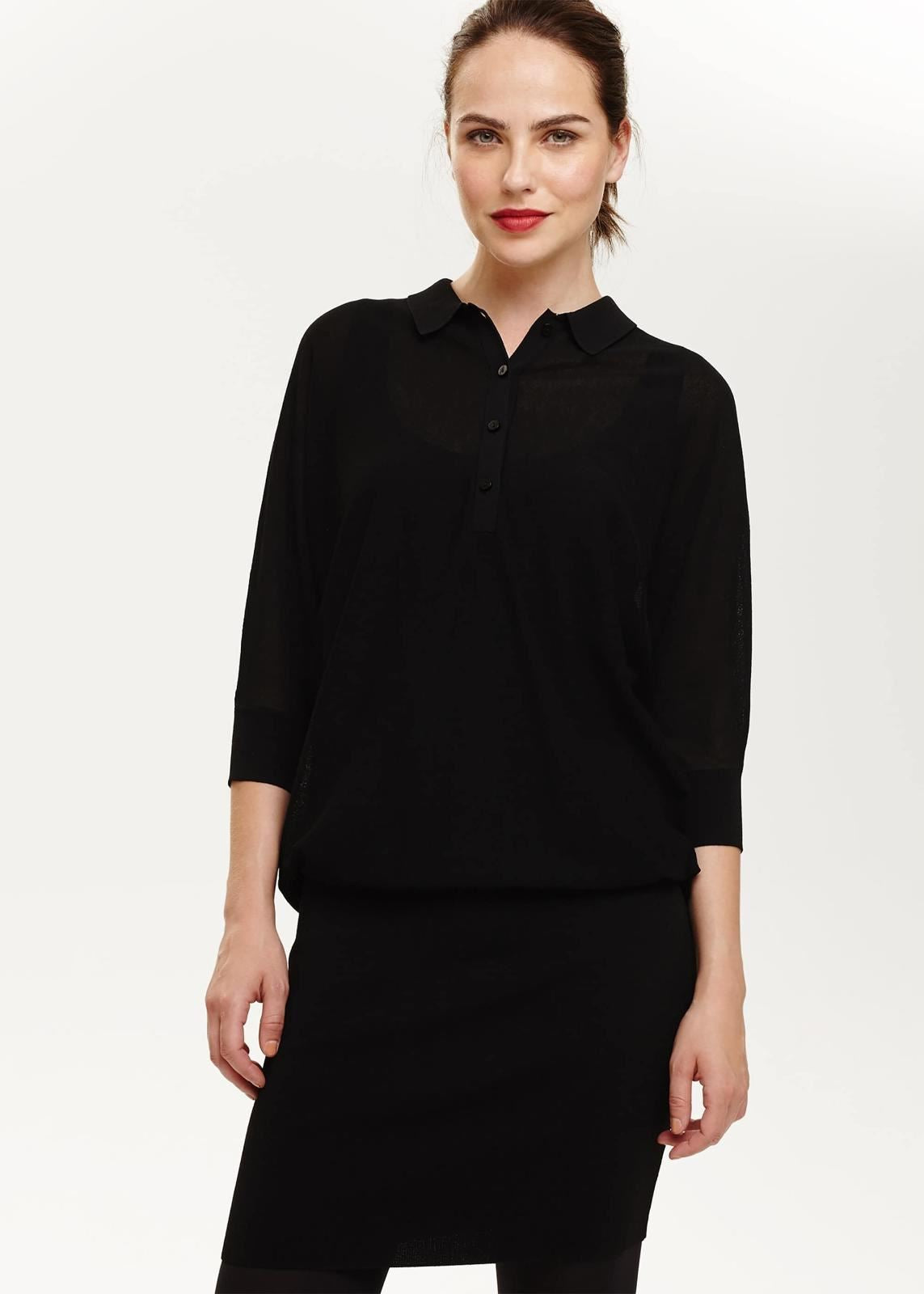 Phase Eight Becca Knitted Shirt Dress Black Size UK8 RRP89
