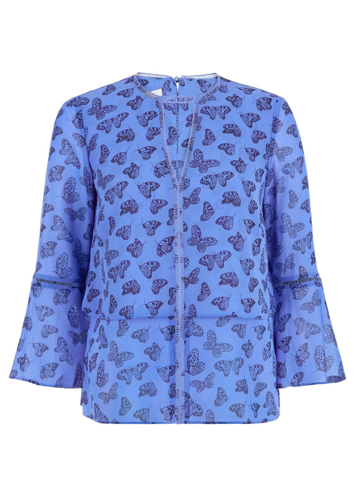 Hobbs Lottie Blouse Cornflower Blck Size UK6 RRP89