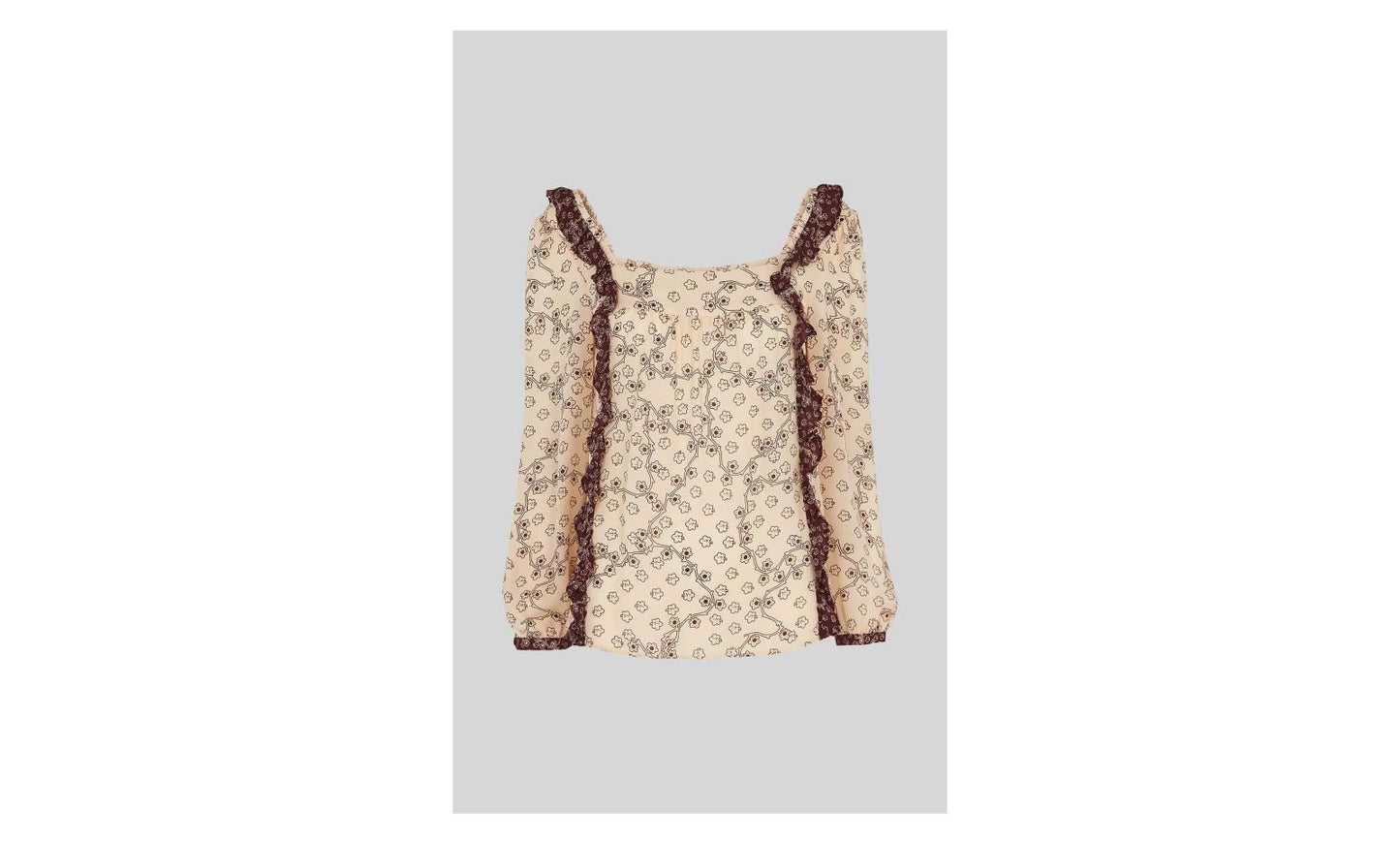 WHISTLES Ladies Beige Silk Floral Map Print Square Neck Top UK8 BNWT RRP159