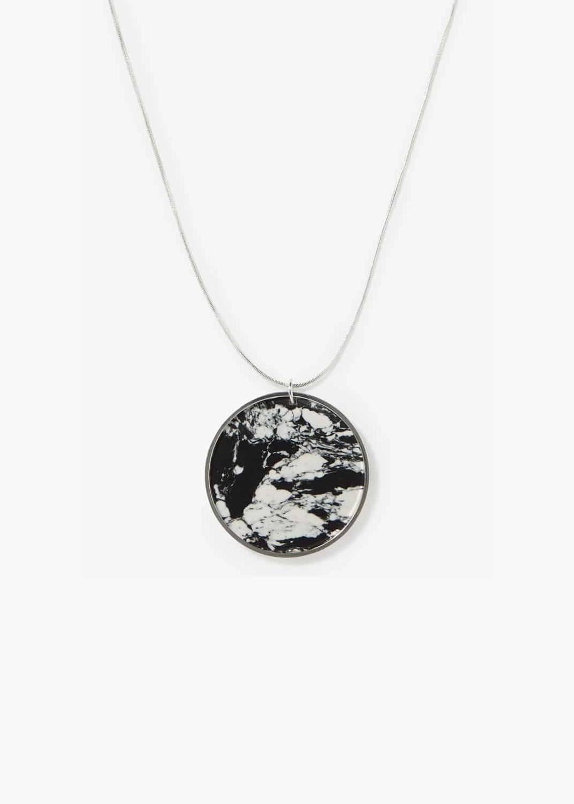 Phase Eight Dory Marbled Disc Long Necklace Silver RRP29