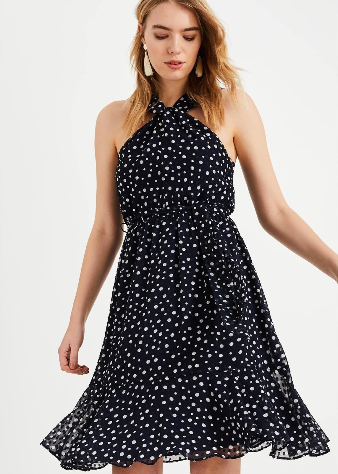 slim fit dress slacks Phase Eight Dotty Flocked Fit & Flare Dress Navy/Ivory Size UK14 RRP14 –  Fashion Outlet by Stuff U Sell