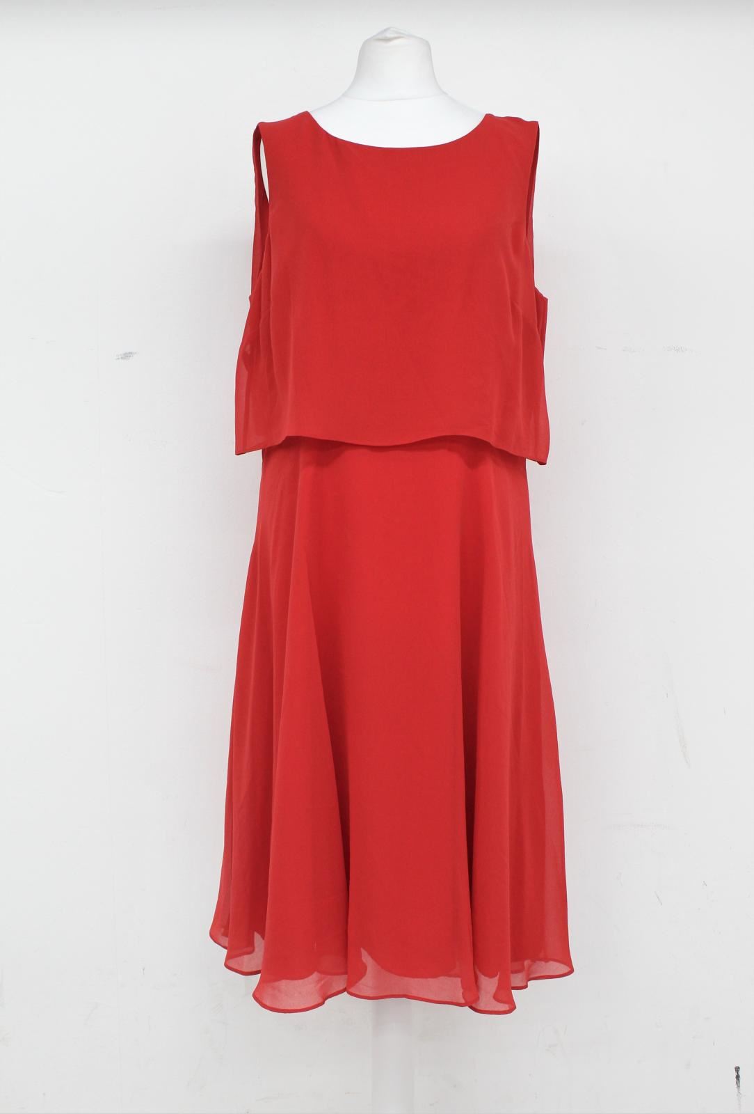 HOBBS Ladies Pink Grapefruit Chiffon Tiered Sleeveless Marielle Dress UK14 NEW