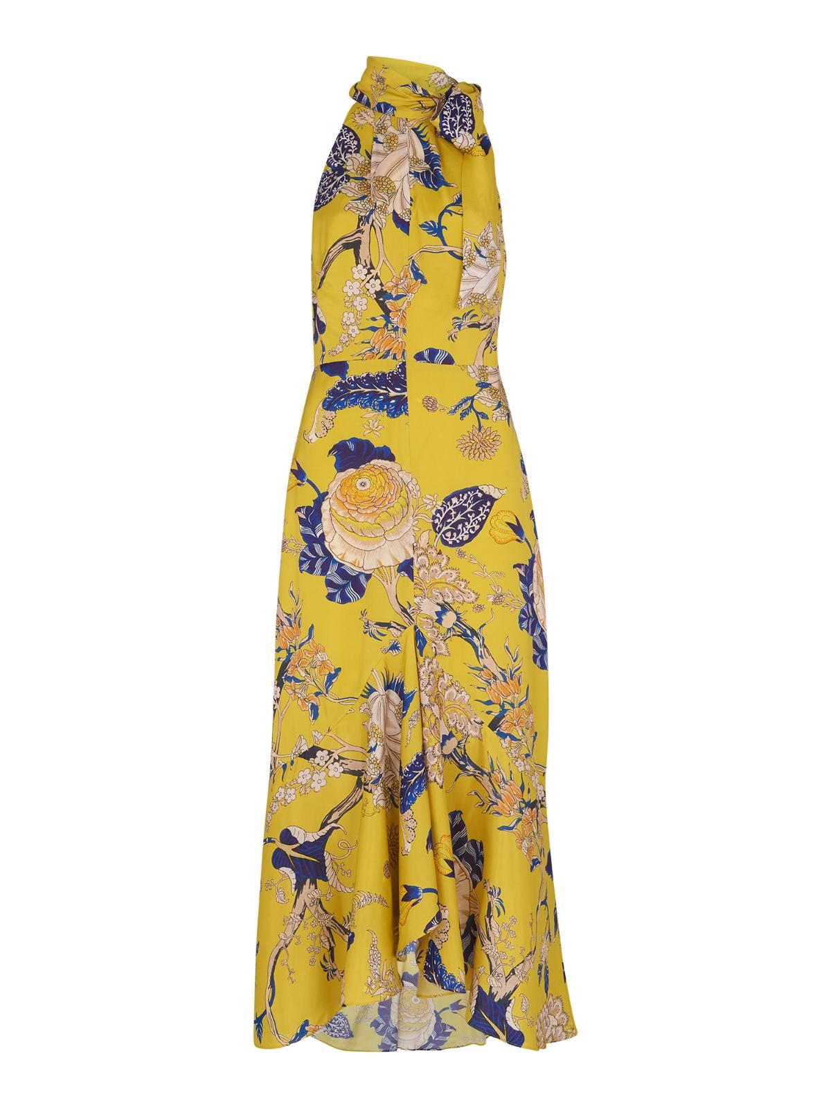 WHISTLES Peria Exotic Floral Dress Yellow Multi Halter Midi UK6 RRP199 BNWT