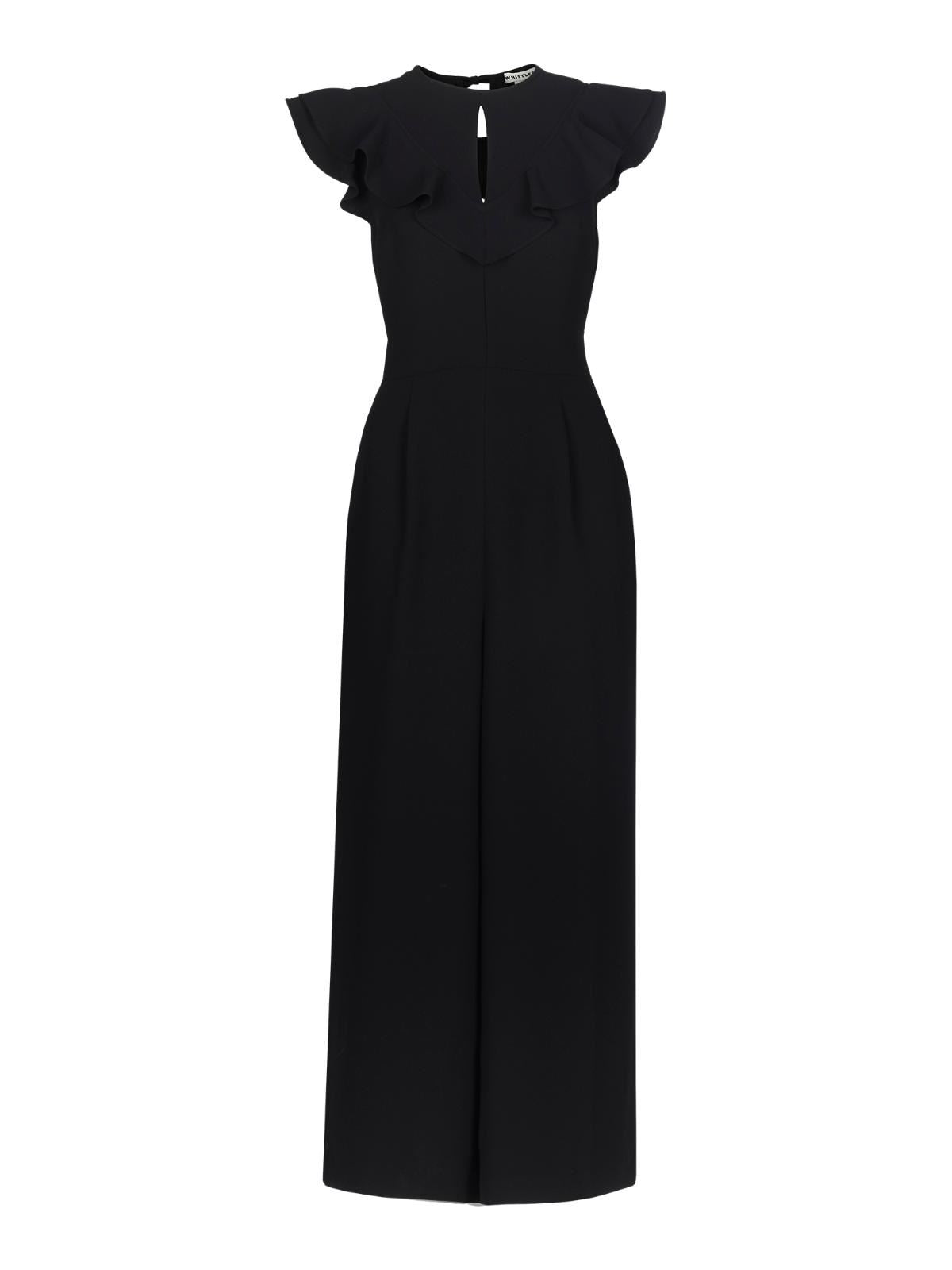 WHISTLES Ladies Joanna Frill Crepe Jumpsuit Short Sleeve Black UK8 BNWT RRP179
