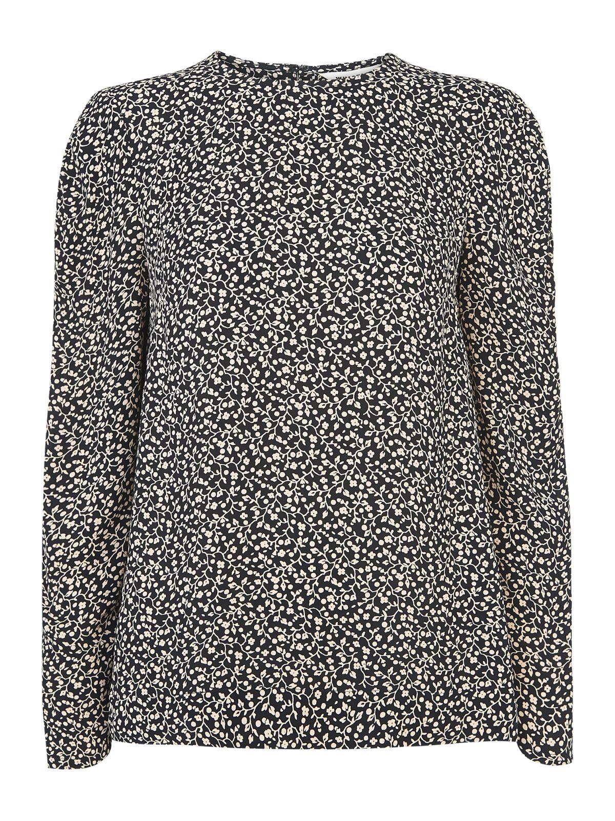 WHISTLES Ladies Black White Autumn Floral Print Long Sleeve Top UK6 BNWT RRP99