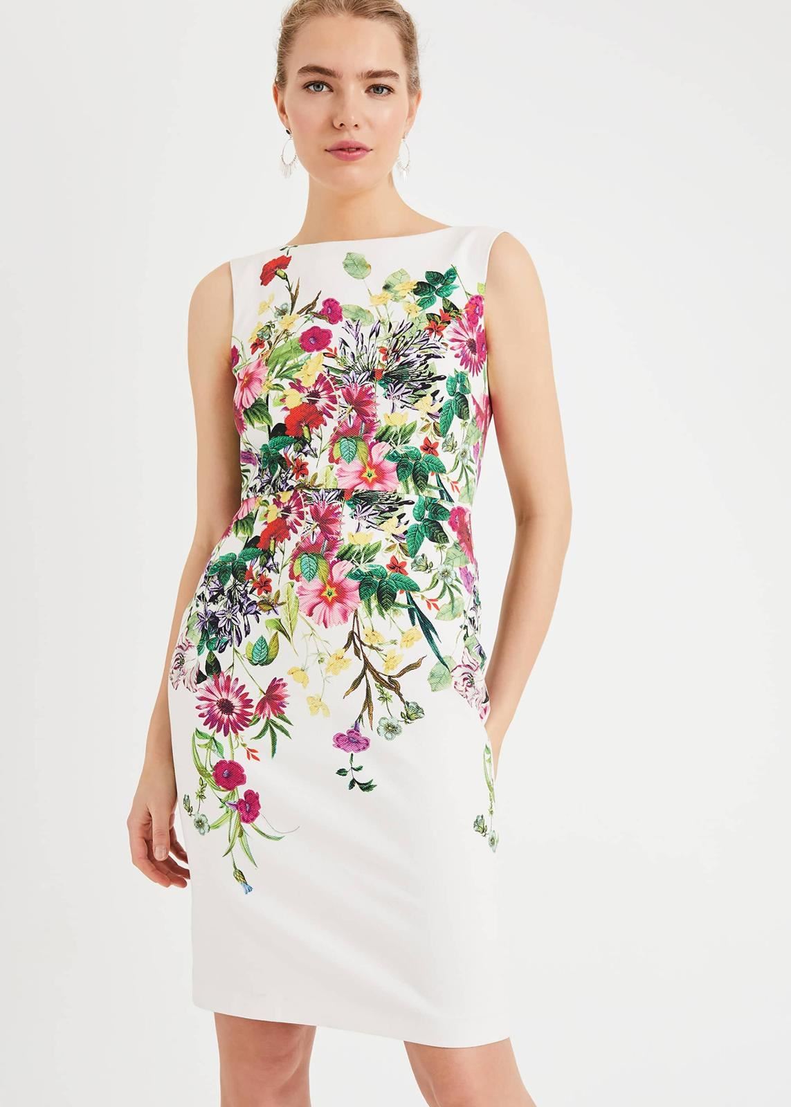 Phase Eight Cilla Print Cotton Sheath Dress Ivory/Multi Size UK6 RRP110