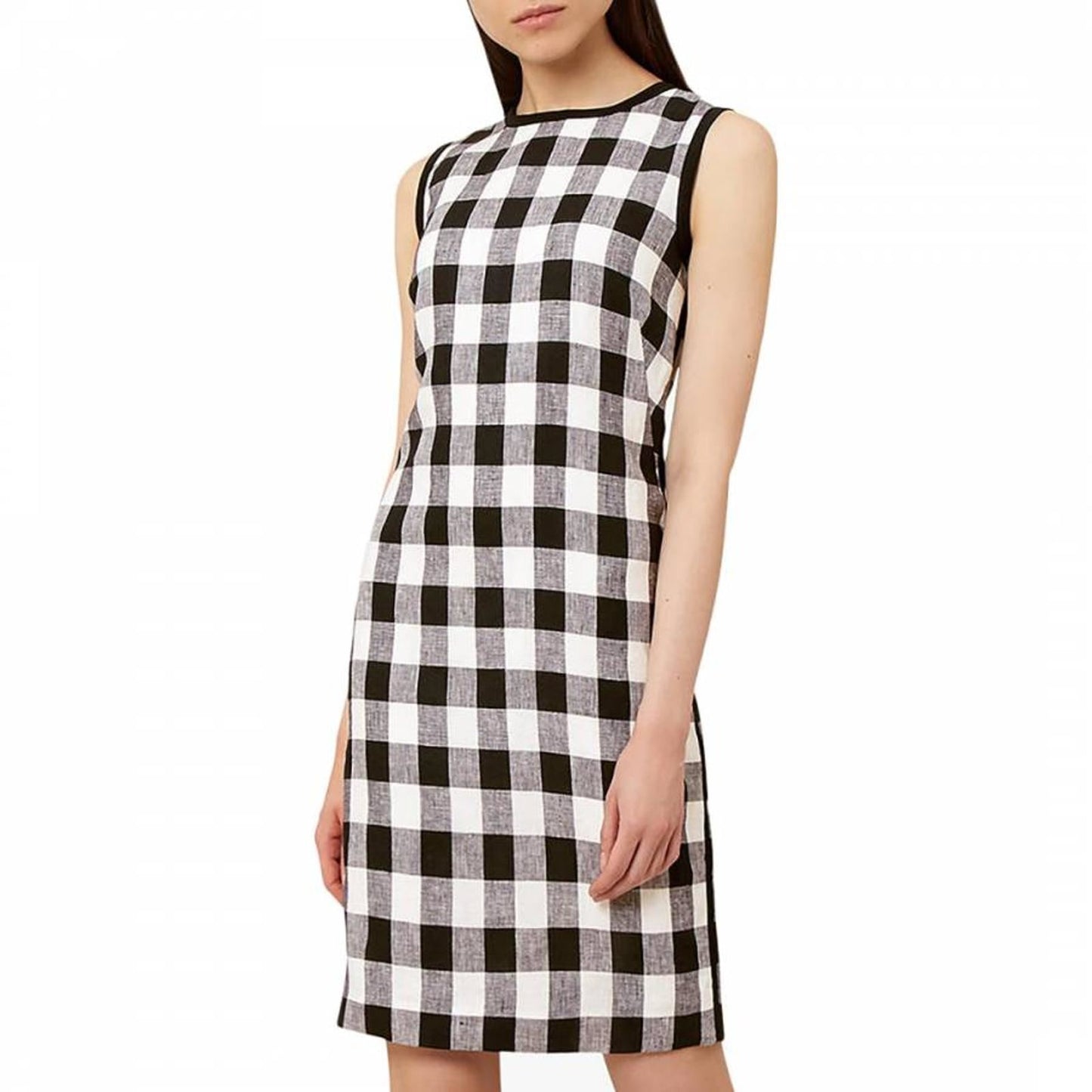HOBBS Ladies Blue & White Check Sleeveless Shift Cocos Dress Size UK14 BNWT