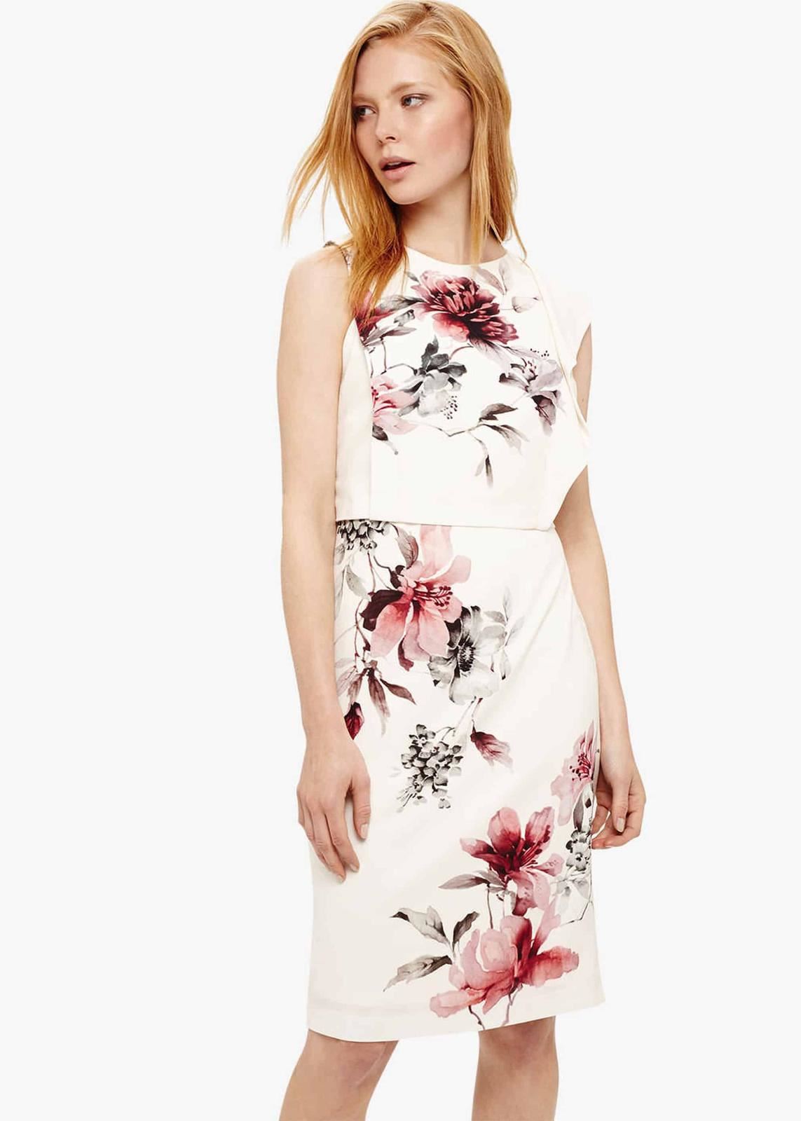 Phase Eight Sandy Floral Print Sleeveless Dress Buttermilk Size UK8 RRP110