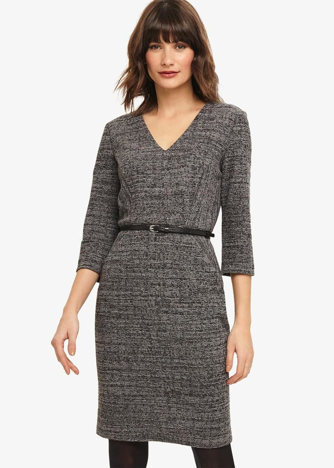 Phase Eight Marisa Metallic Sheath Dress Grey Size UK18 RRP89