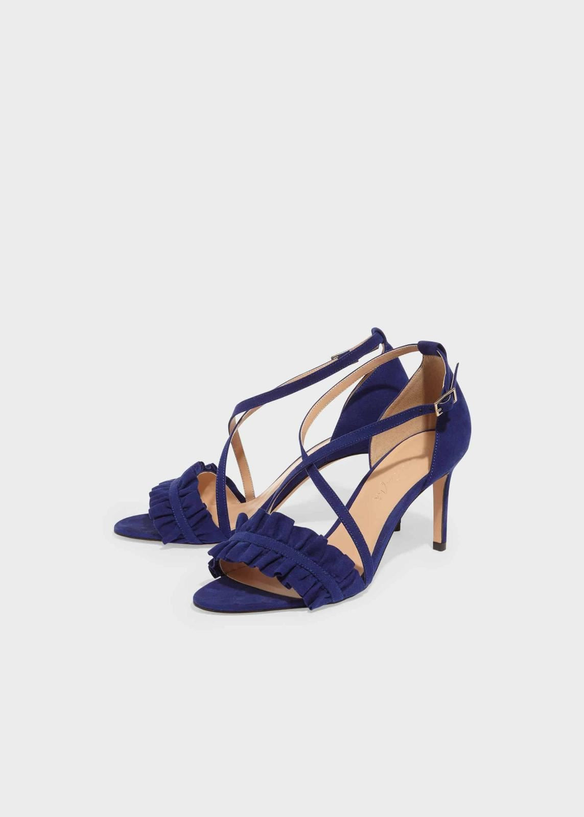 Phase Eight Buckle Shoes Romy Ruffle Sandals Royal Blue EU36 UK3 RRP110
