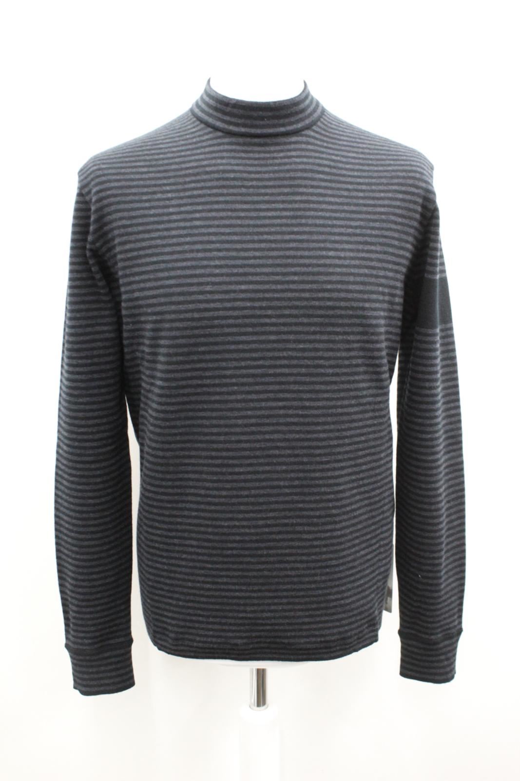 RAPHA Men's Black Merino Wool Stand Collar Striped Cycling Jumper 2XL BNWT