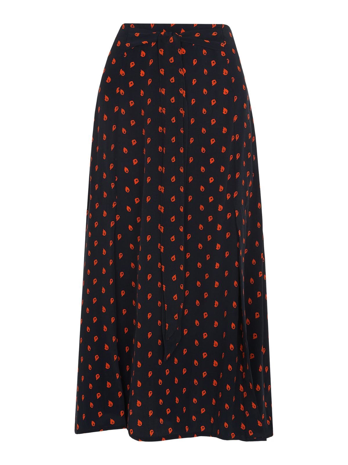 WHISTLES Ladies Scattered Leaf Tie Front Skirt Navy/Multi UK16 BNWT RRP99