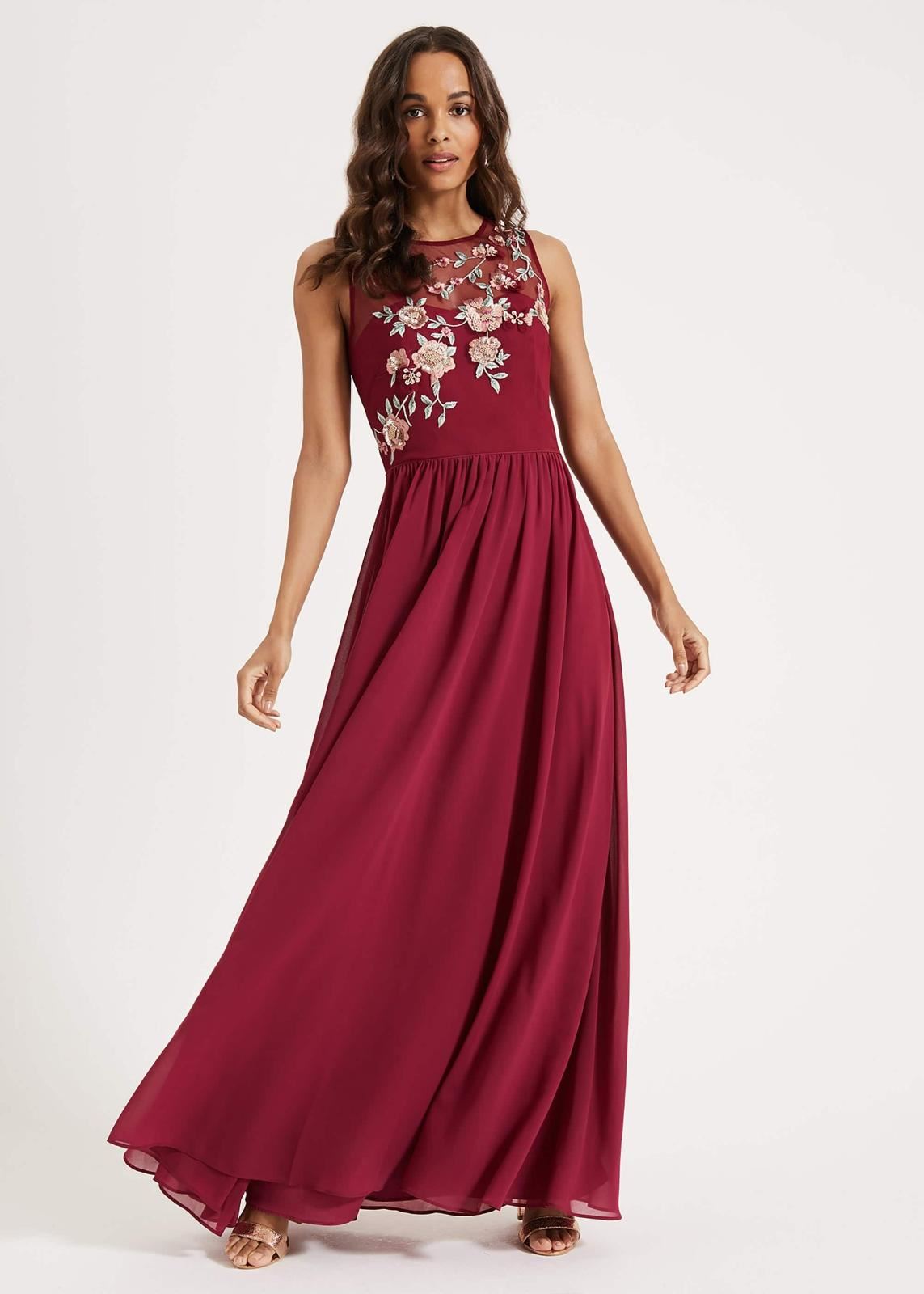 Phase Eight Zanya Embroidered Maxi Maxi Dress Magenta Size UK6 RRP275