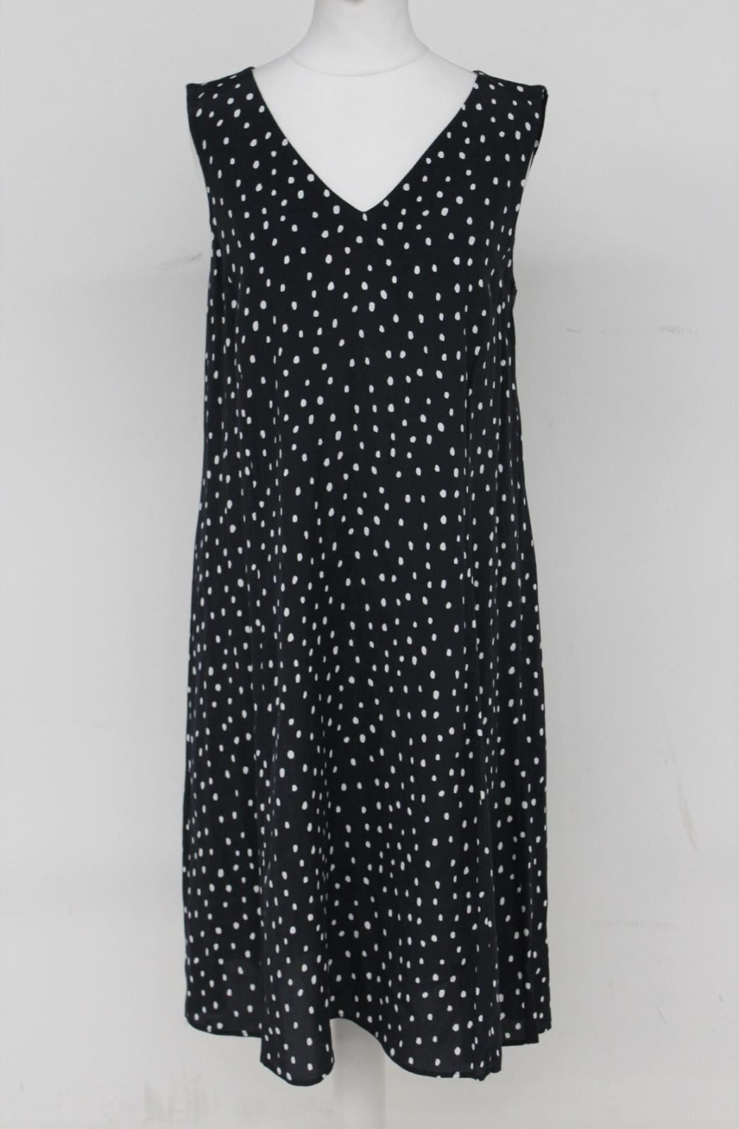 HOBBS Ladies Navy Blue Ivory Sleeveless Suzie Spot Swing Dress UK8 BNWT RRP89
