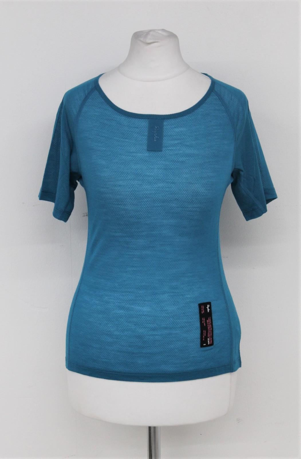 RAPHA Ladies Teal Blue Merino Wool Short Sleeve Mesh Cycling Base Layer M BNWT