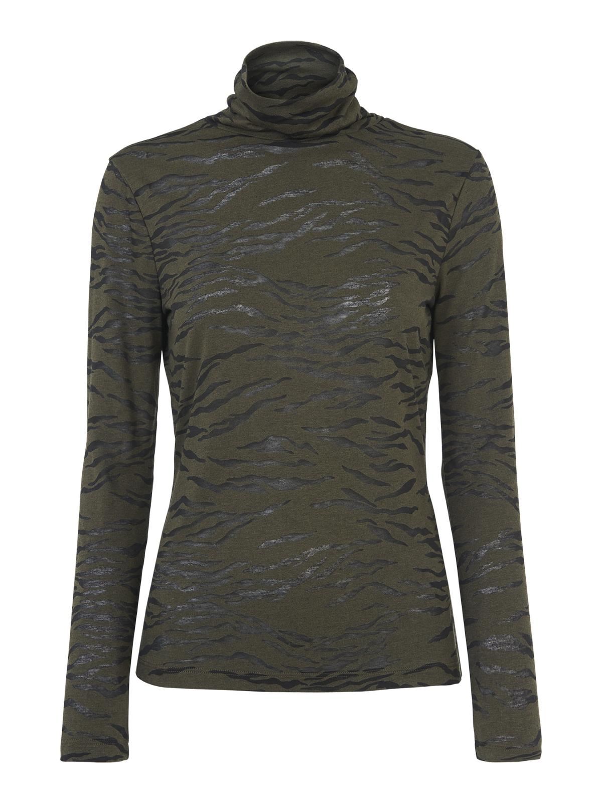 WHISTLES Ladies Khaki Green Tiger Burnout High Neck Top Size UK4 BNWT RRP59