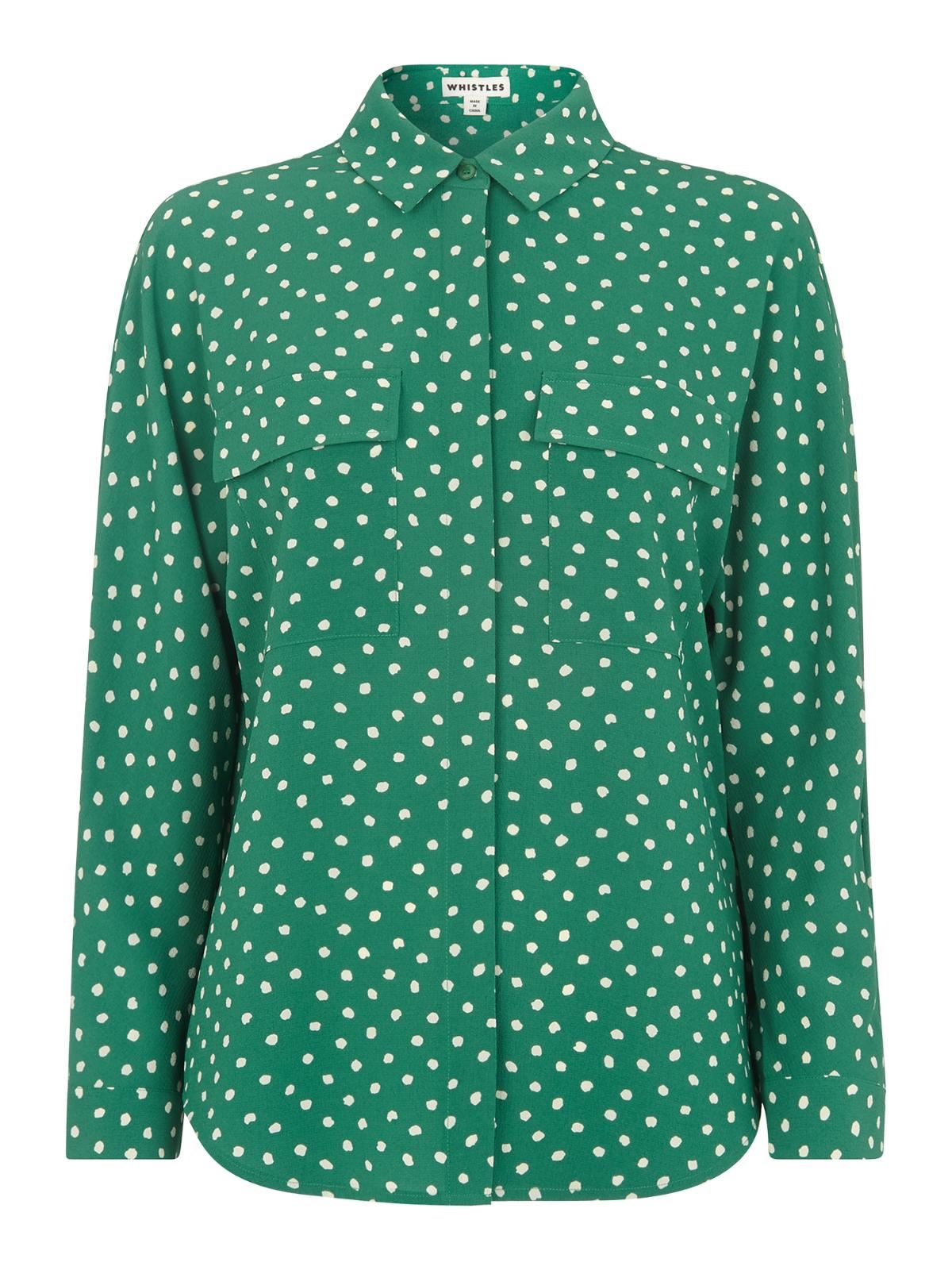 WHISTLES Ladies Abstract Selma Blouse Shirt Green Multi UK4 BNWT RRP119